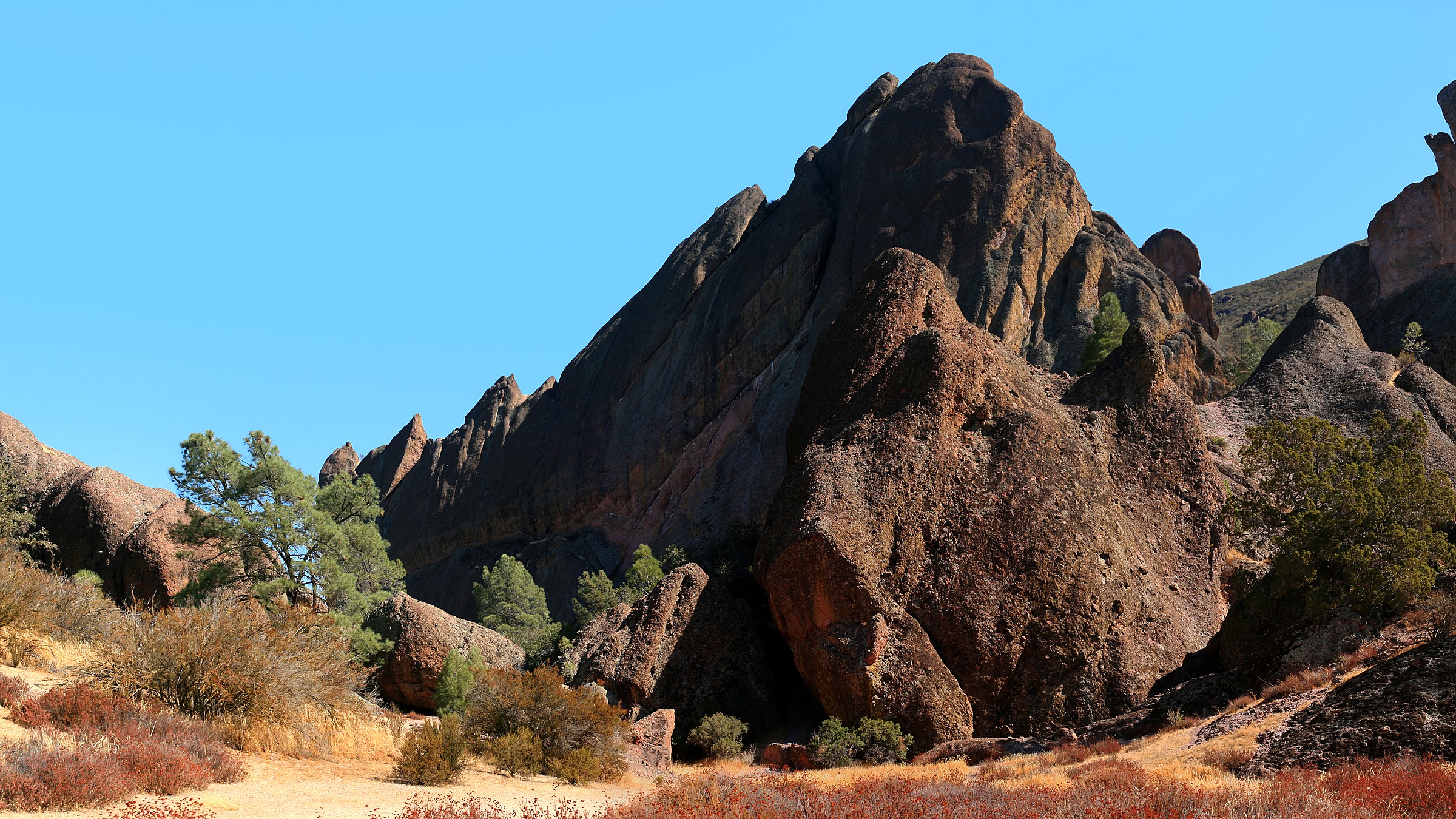 Volcanic rock spires and talus caves at Pinnacles National Park
