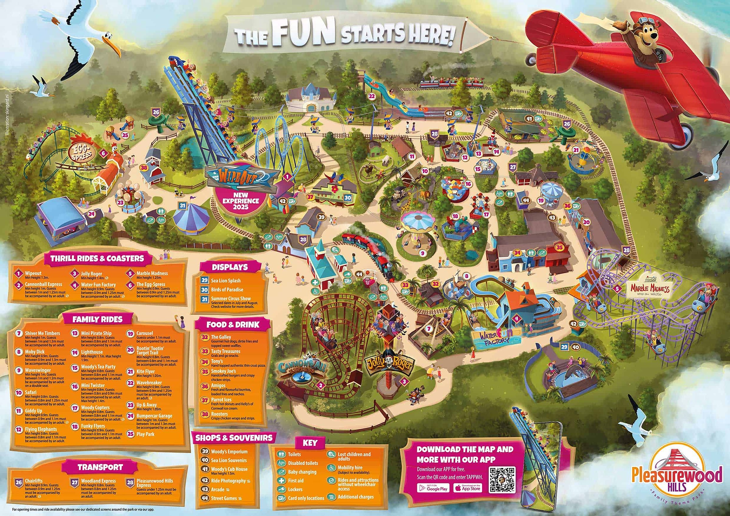 Official Pleasurewood Hills park map for 2026