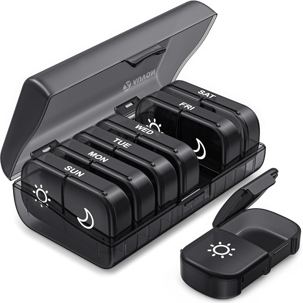 AUVON XL Weekly Pill Organizer 2 Times a Day, Pill Box 7 Day with