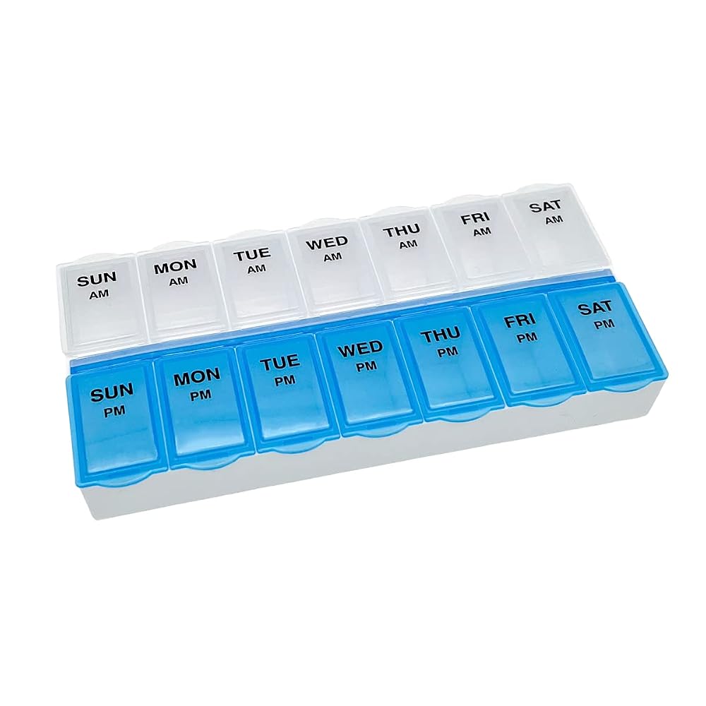Amazon Basic Care 7-Day AM/PM Pill Organizer, Medication Planner with