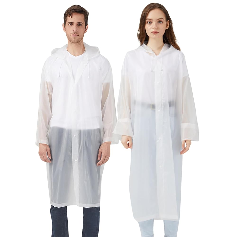 UPSEN Hooded Button Rain Poncho