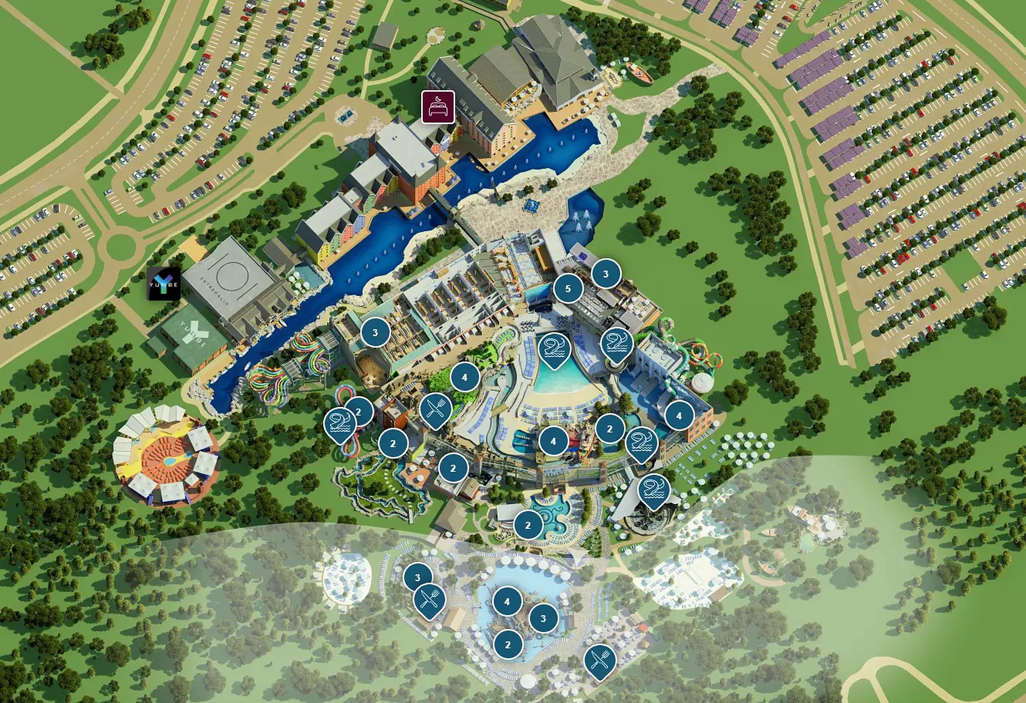 Saved Rulantica overview map showing water attractions and paths