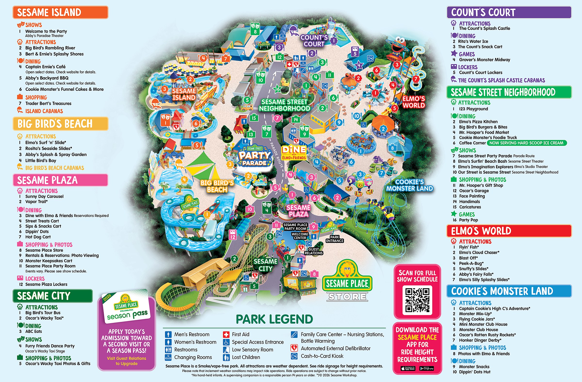 Official Sesame Place Philadelphia park map for 2026
