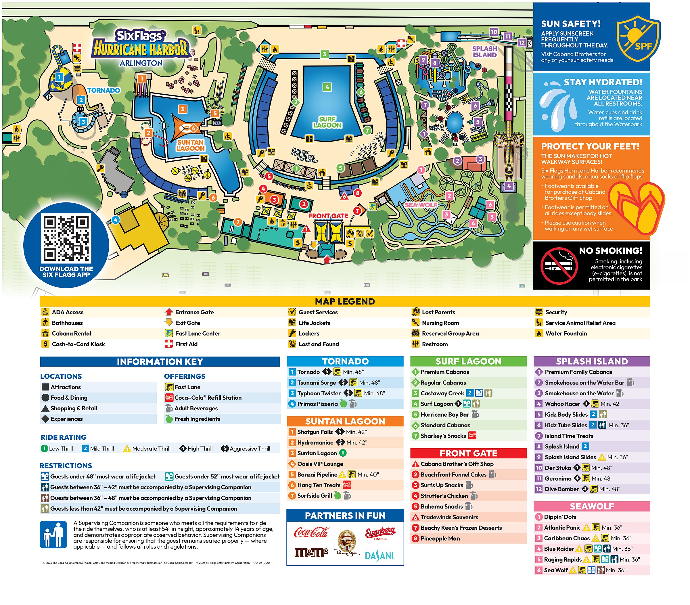 Official Six Flags Hurricane Harbor Arlington park map for 2026