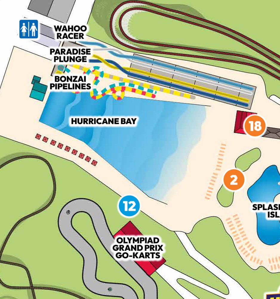 Map detail of Bonzai Pipelines at Six Flags Hurricane Harbor Lake George