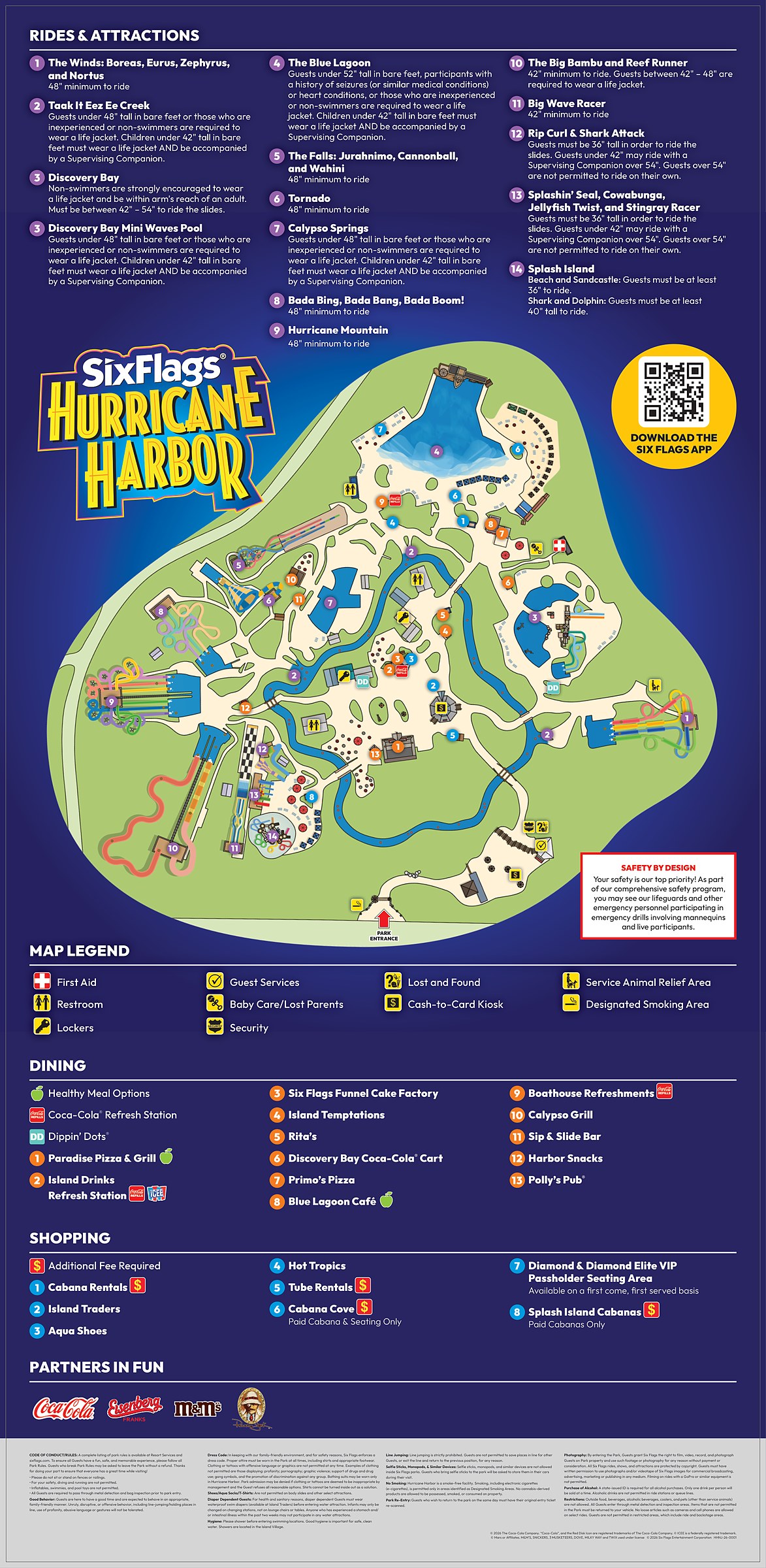 Official Six Flags Hurricane Harbor New Jersey park map for 2026