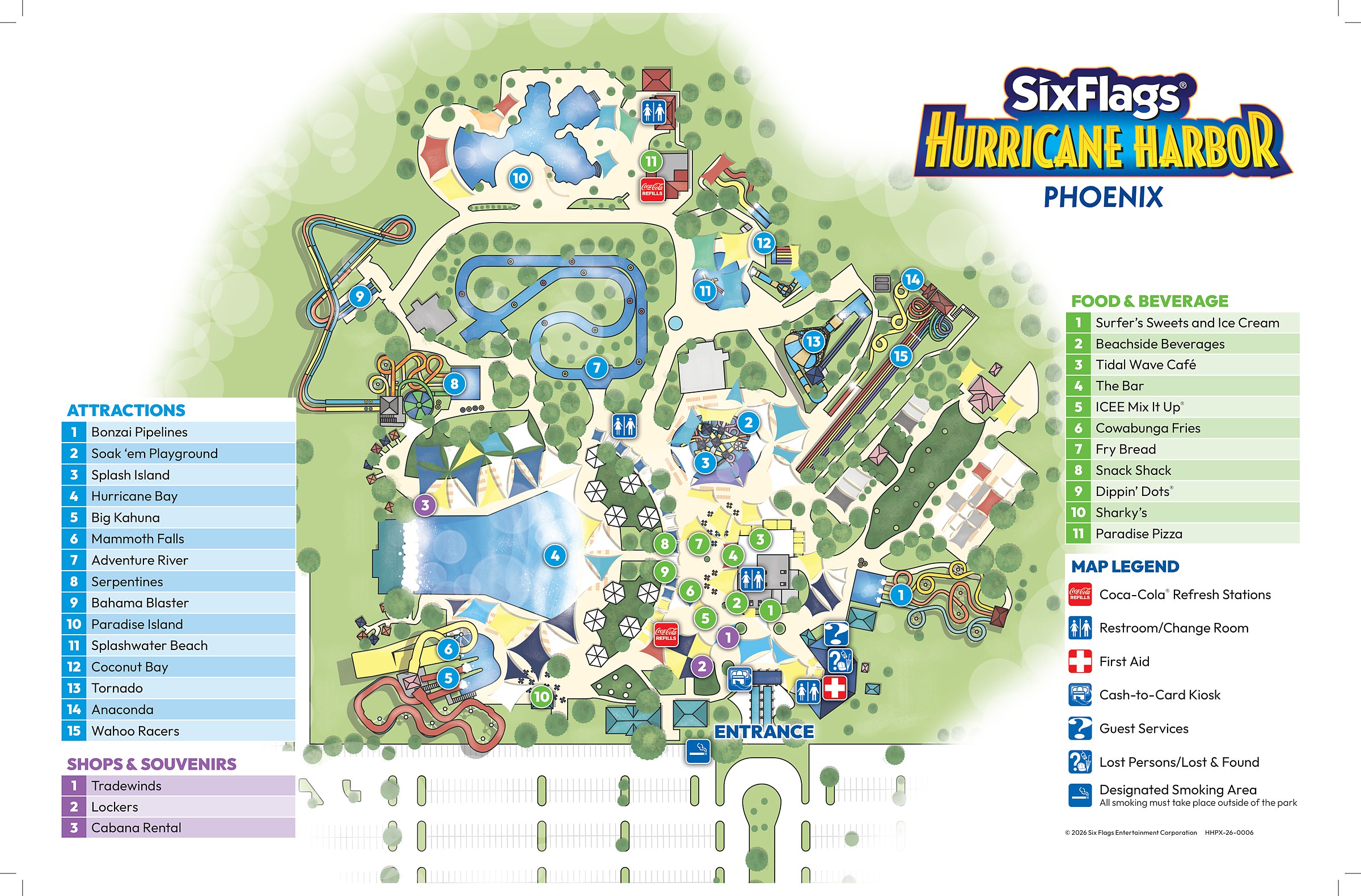 Official Six Flags Hurricane Harbor Phoenix park map for 2026