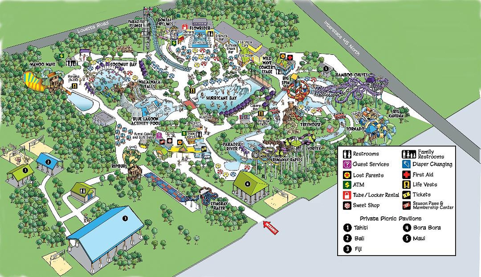 Official Six Flags Hurricane Harbor Splashtown park map for 2026