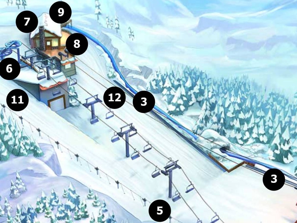 Archived Ski Dubai map detail of the slope, chairlift and mountain cafe