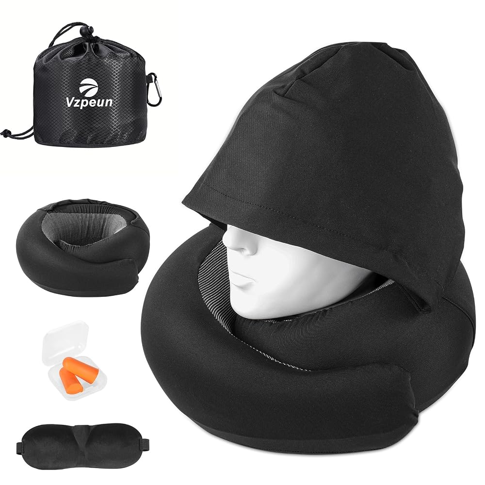 Hooded Memory Foam Travel Pillow