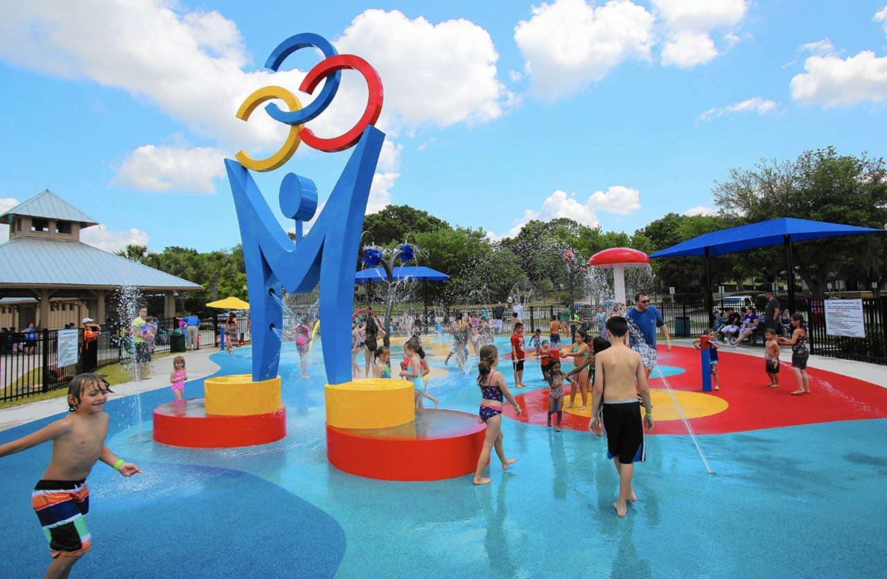 Children playing at Champions Splash Park in Clermont