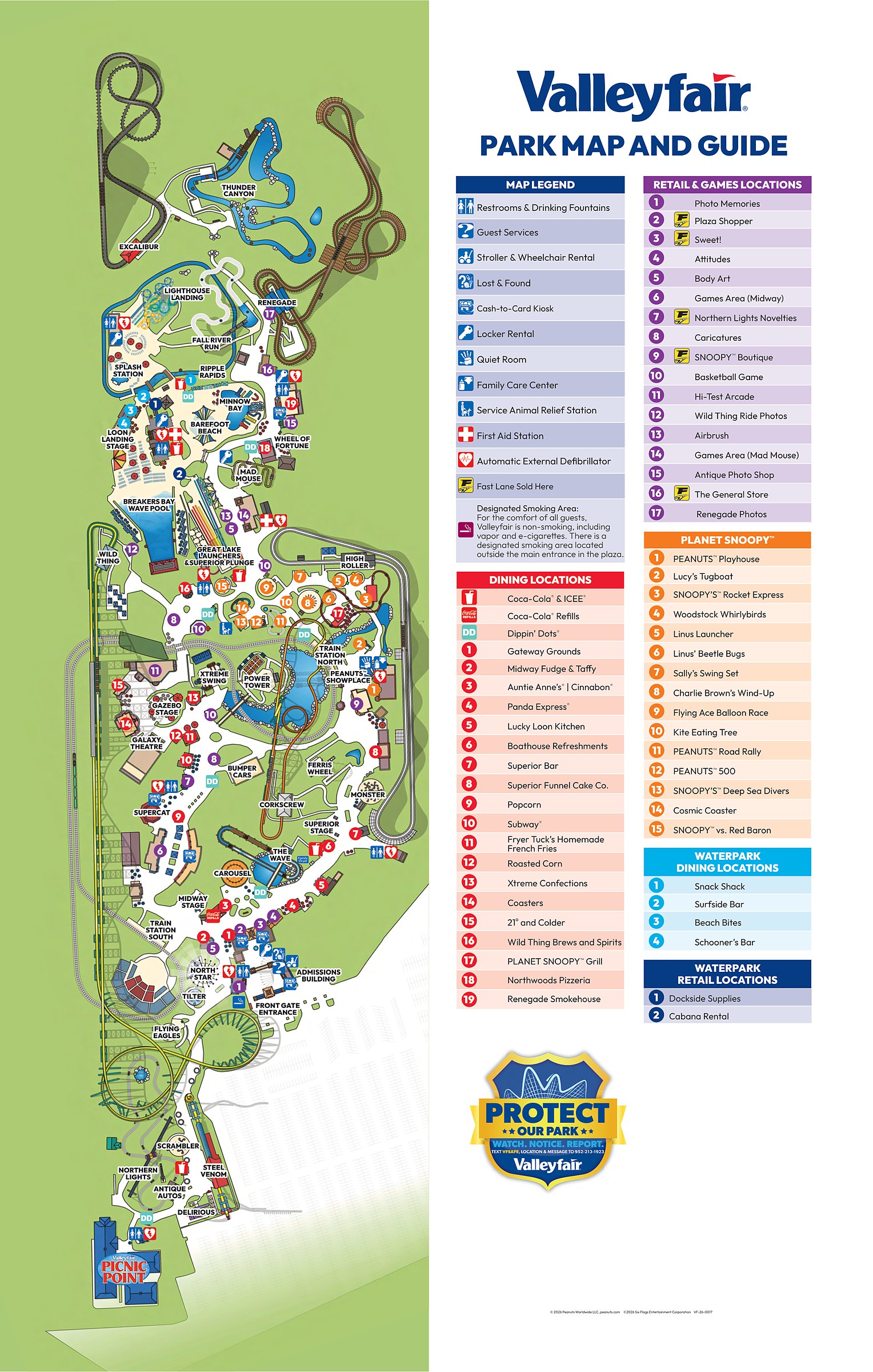 Official Valleyfair park map for 2026
