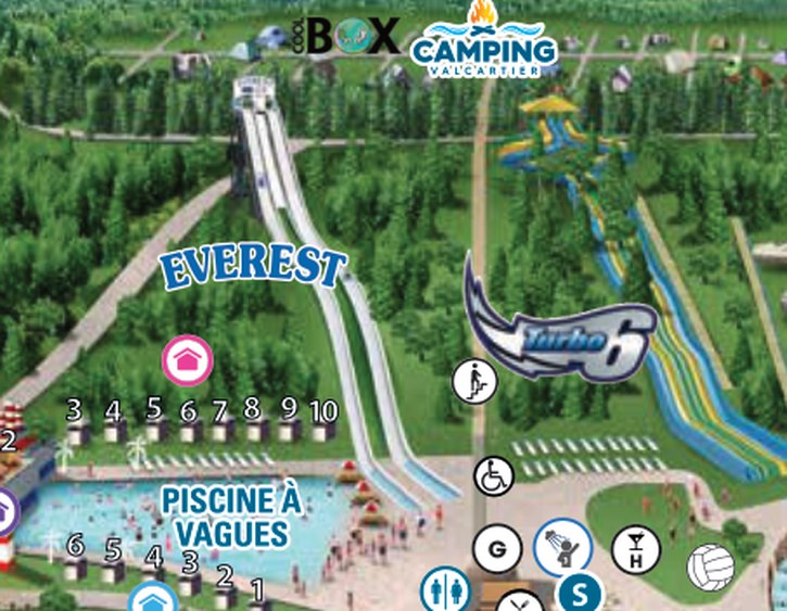 Map detail of Everest and Turbo 6 at Village Vacances Valcartier