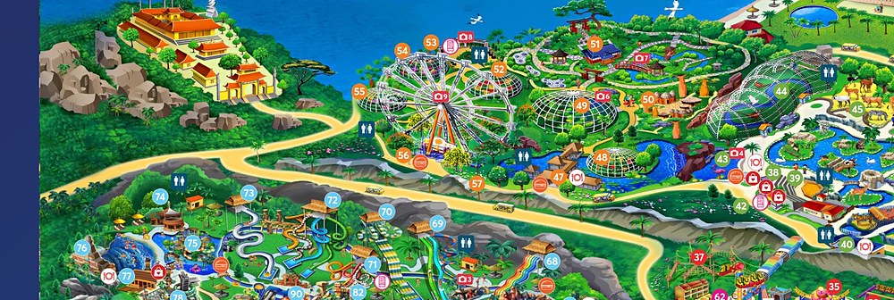 Current VinWonders map detail with Sky Wheel and garden collections