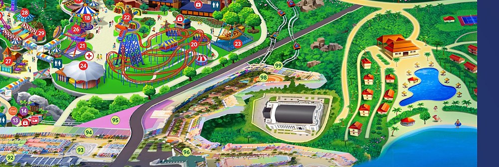 Current VinWonders map detail showing Vinpearl Harbour and the cable car station