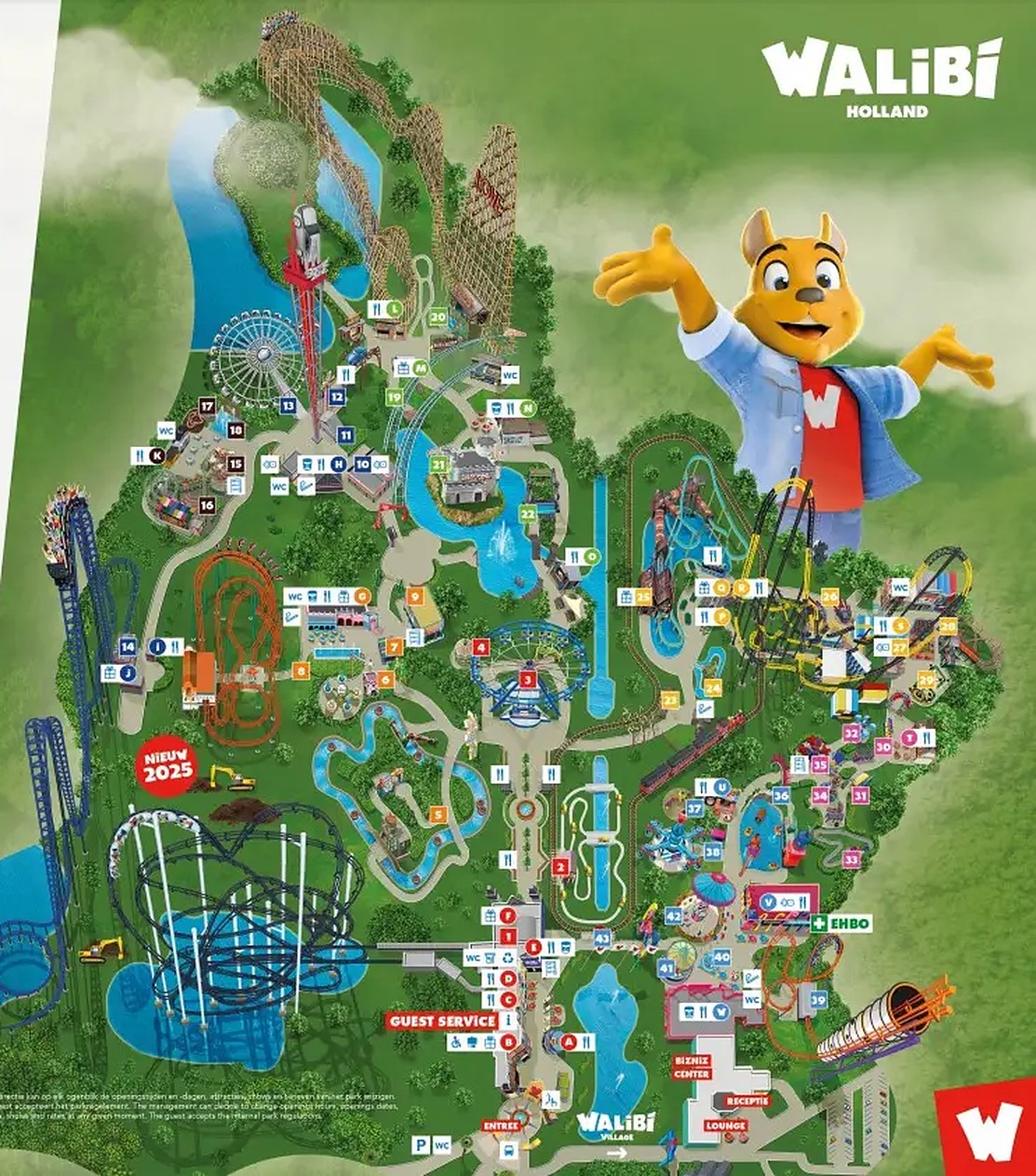 Official Walibi Holland park map for 2026