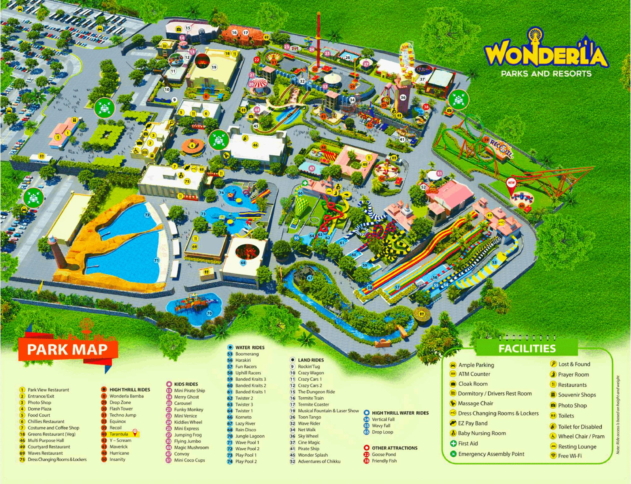 Official Wonderla Bangalore park map for 2026