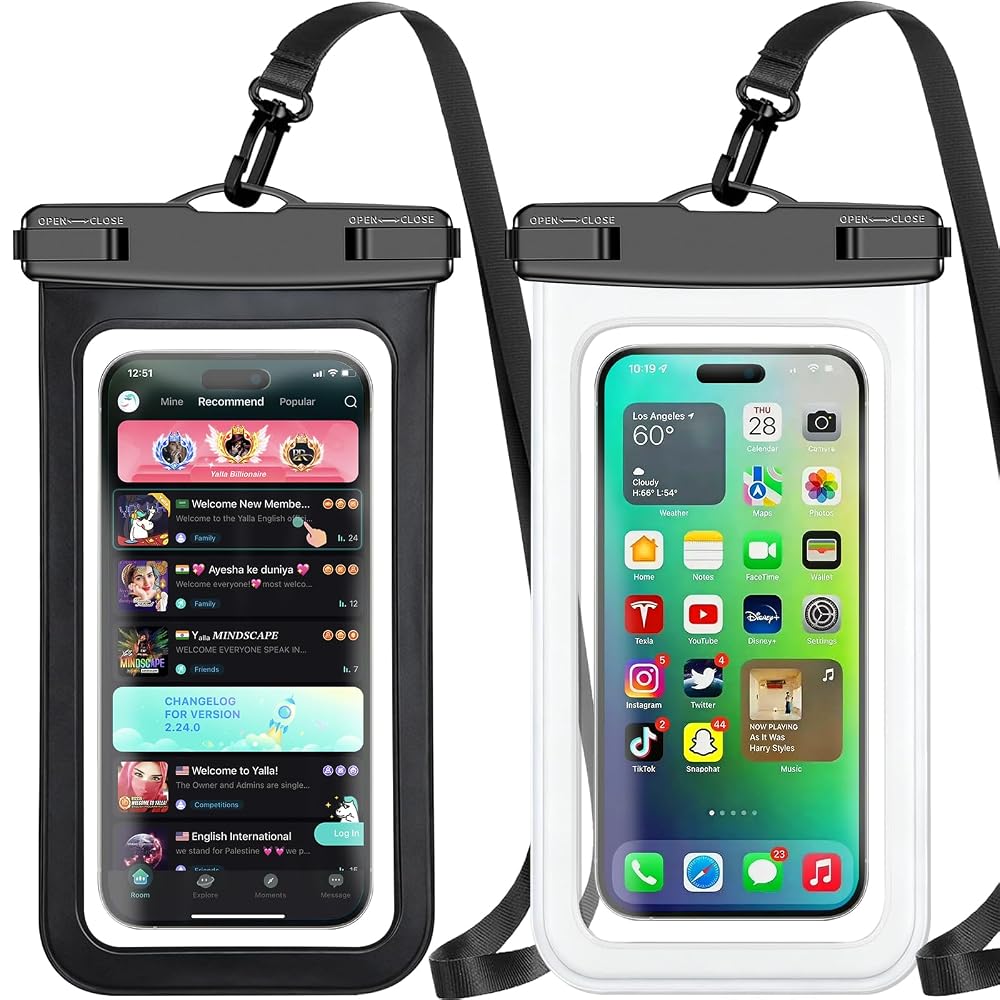 Waterproof Phone Pouch 2 Pack Black White