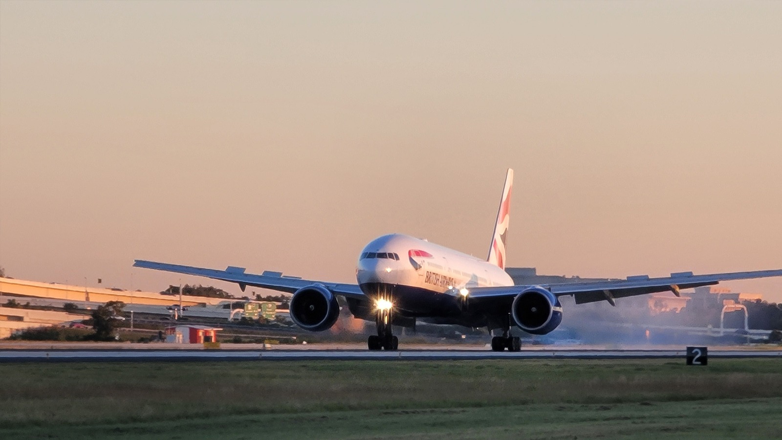 British Airways widebody landing at Tampa International Airport with readable airline mark