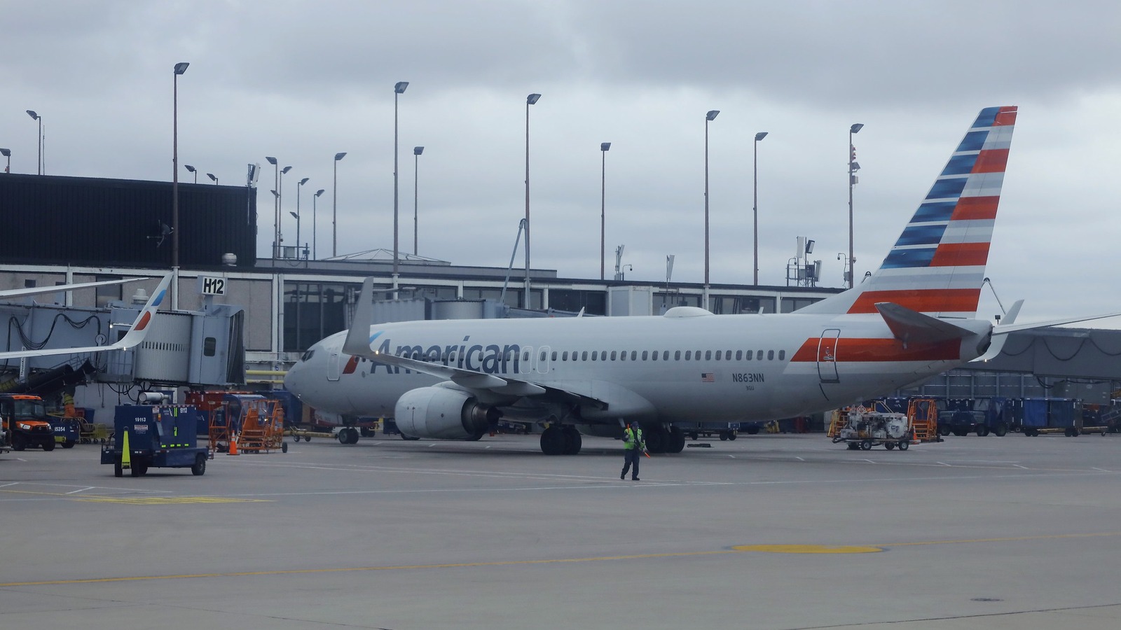 American Airlines Boeing 737 at a gate at Chicago ORD International Airport