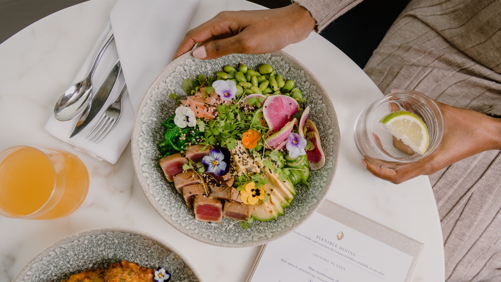 InterContinental restorative travel meal and hydration setting