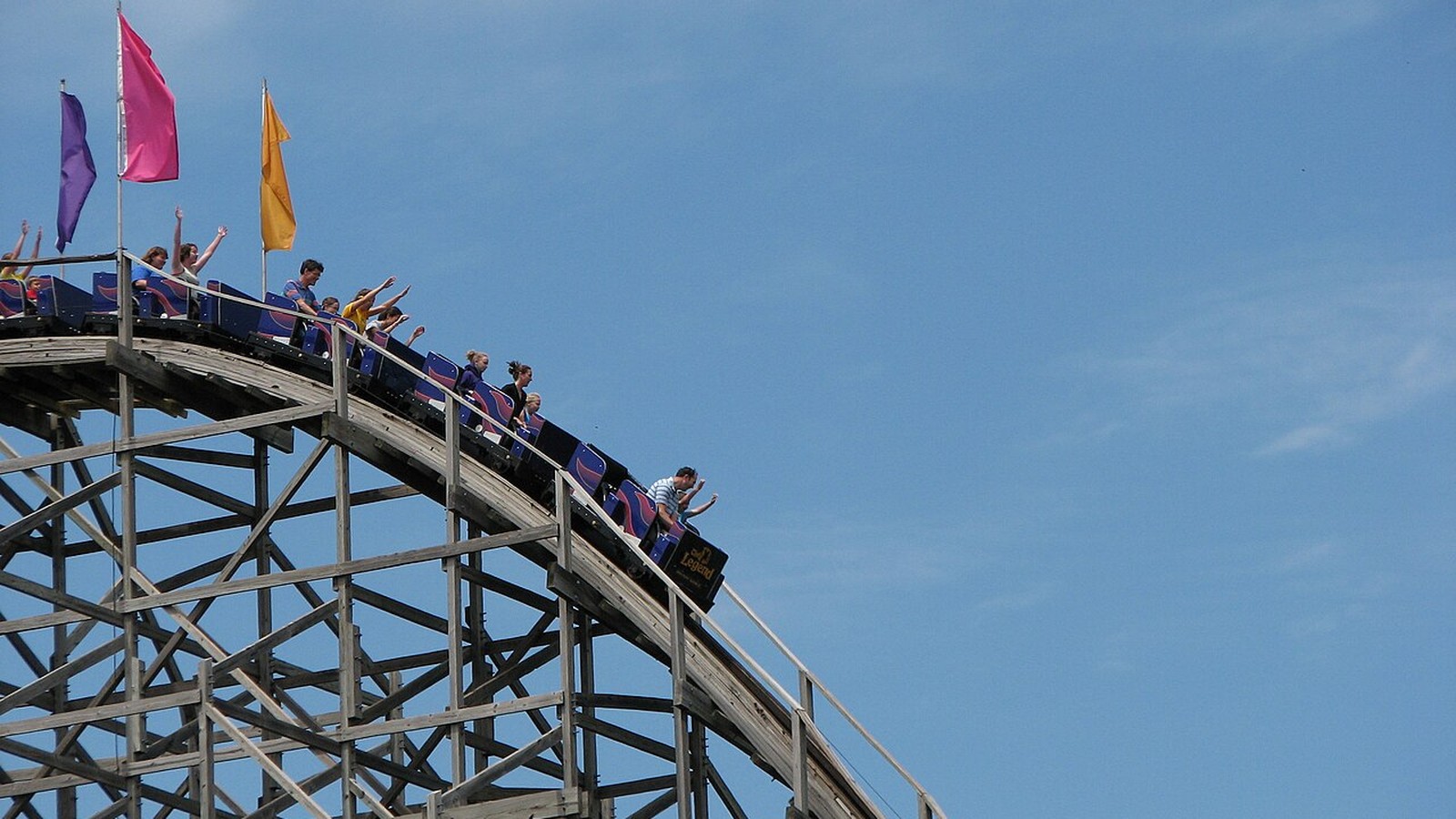 The Legend wooden roller coaster at Holiday World in Santa Claus Indiana