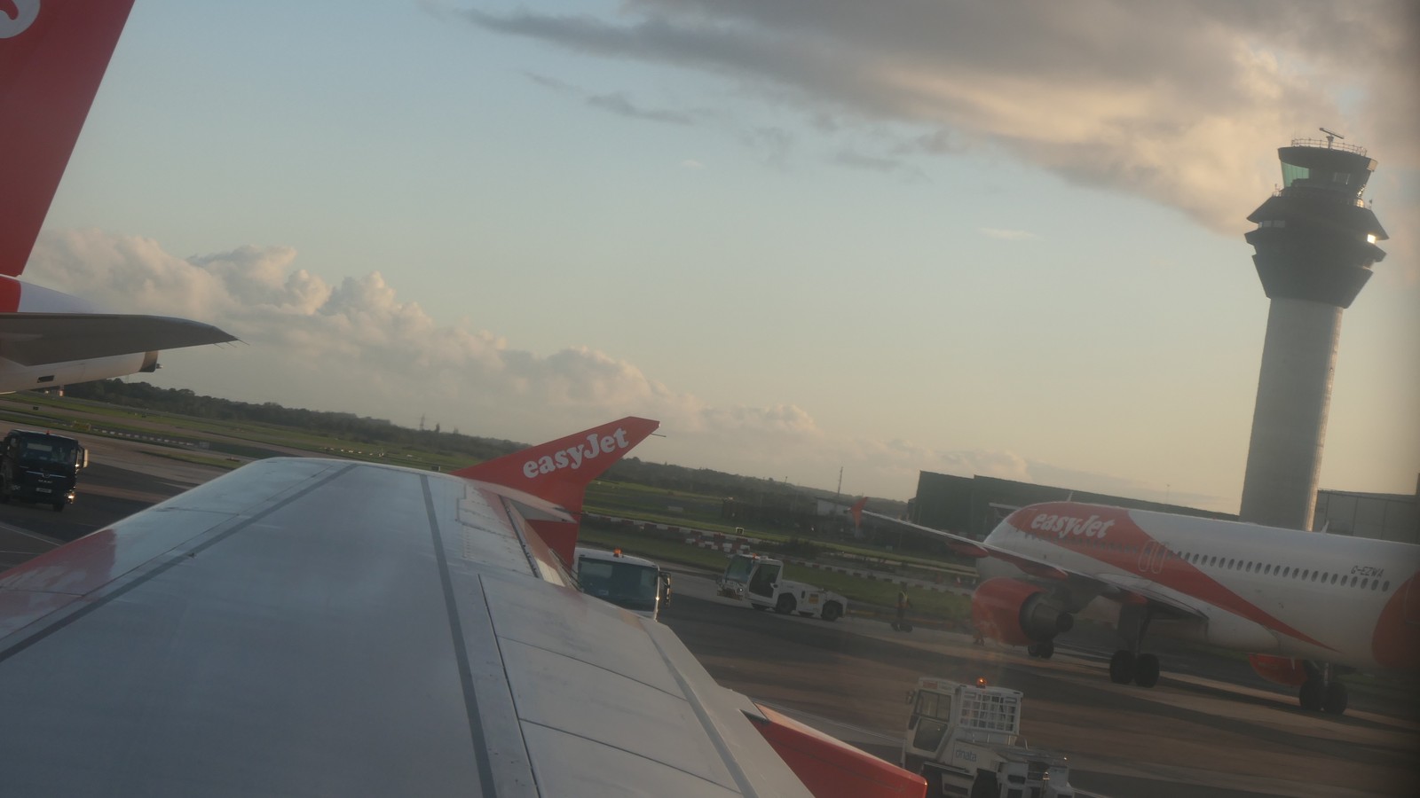 easyJet Airbus A320 airliner on the ground at Manchester Airport