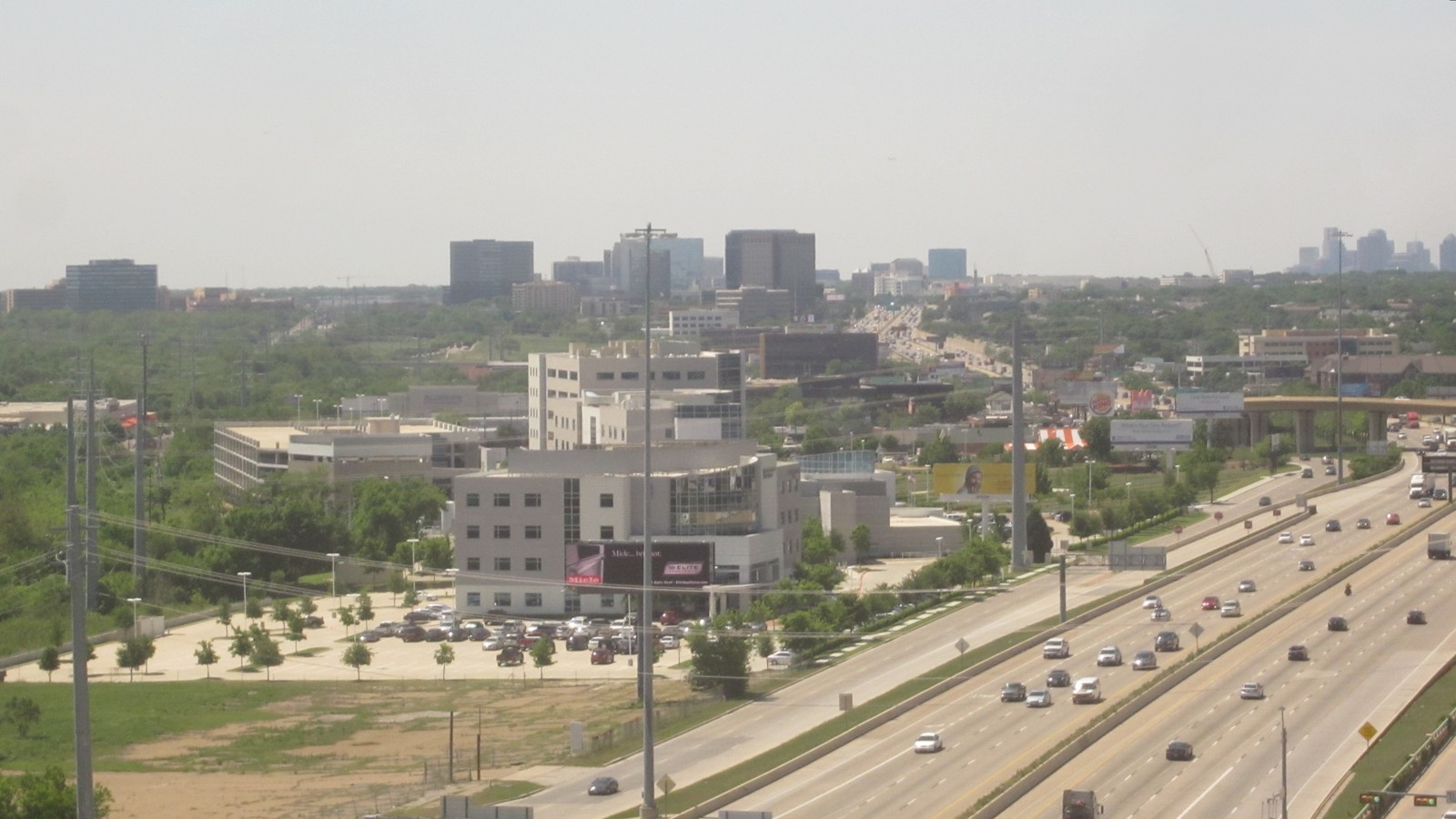 Daytime view of Dallas Central Expressway, US Highway 75, with multiple travel lanes