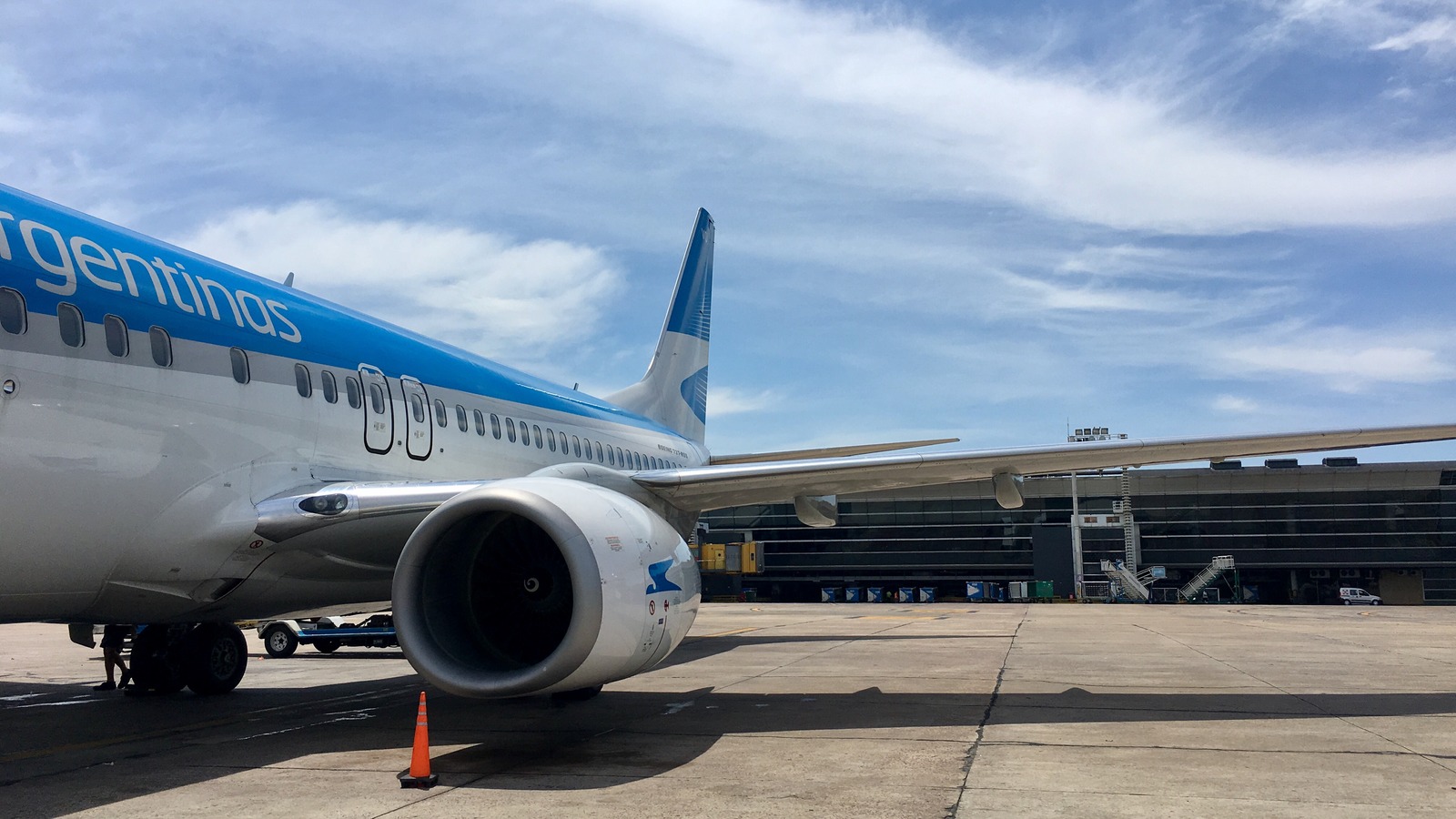 Aircraft on the apron at Aeroparque Jorge Newbery in Buenos Aires under daylight
