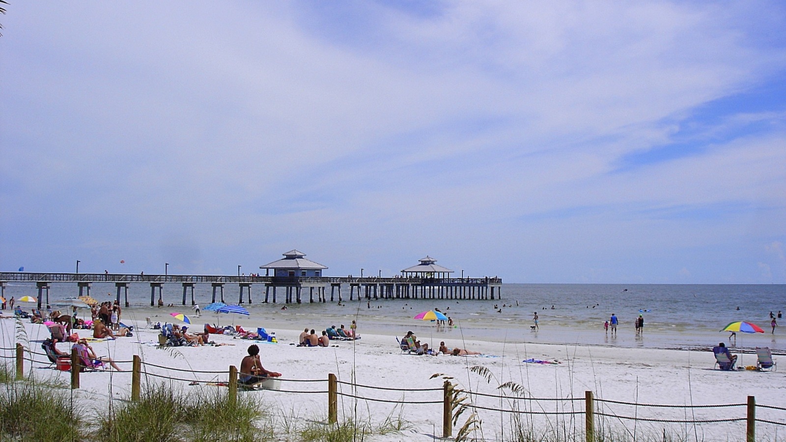 Fort Myers Beach Pier extending into the Gulf of Mexico