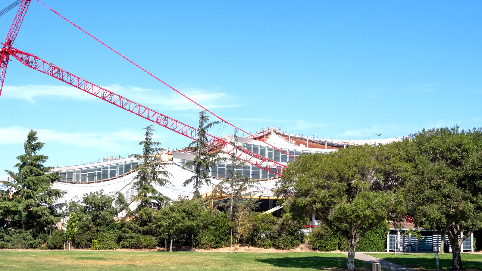 Exterior view of buildings at the Googleplex campus in Mountain View