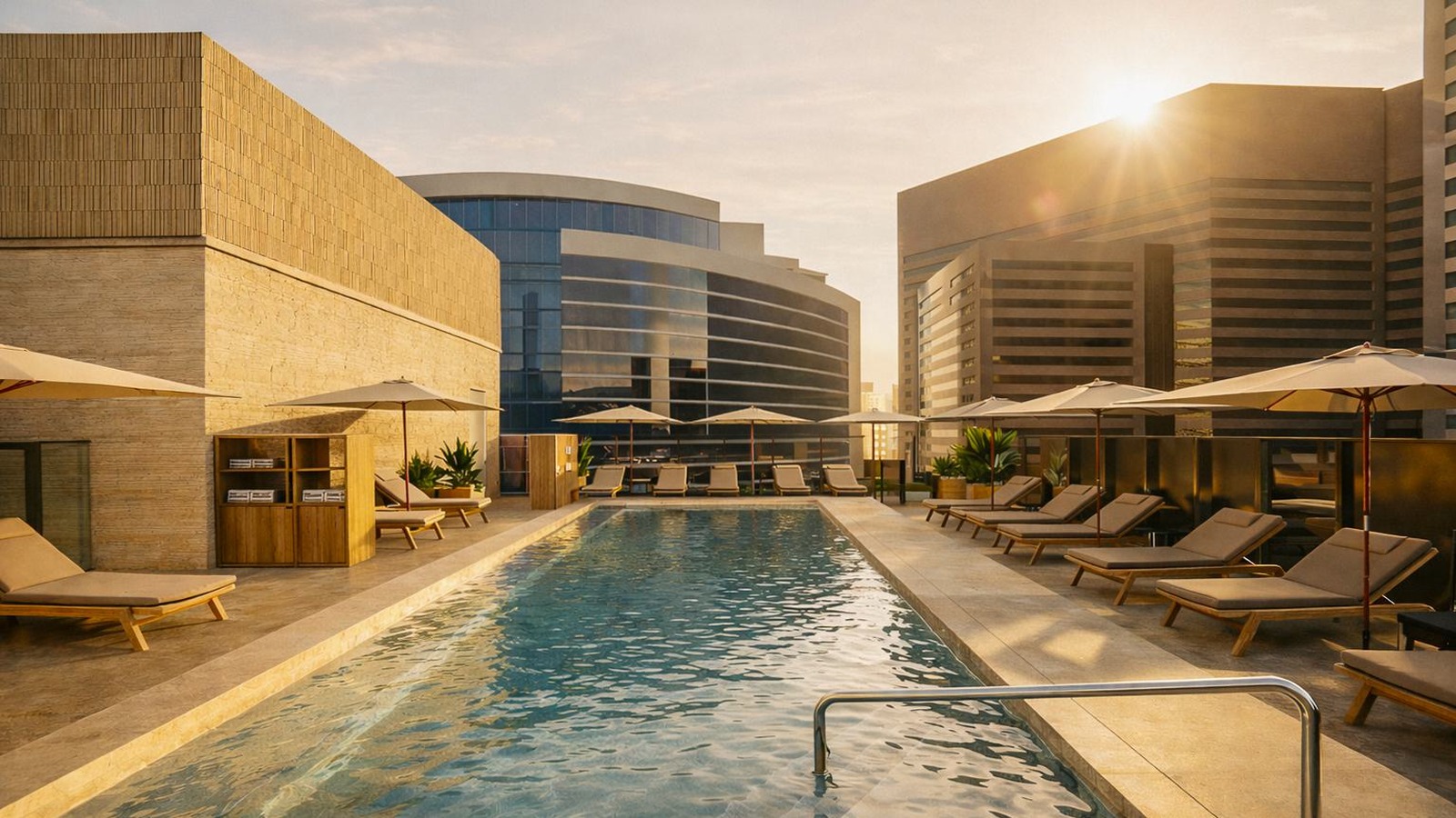 Rooftop pool area at Denu Hotel and Spa in downtown Phoenix