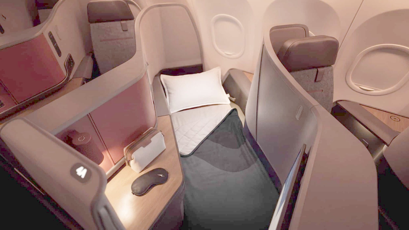 Rendering of the lie-flat Qantas A321XLR Business Suite