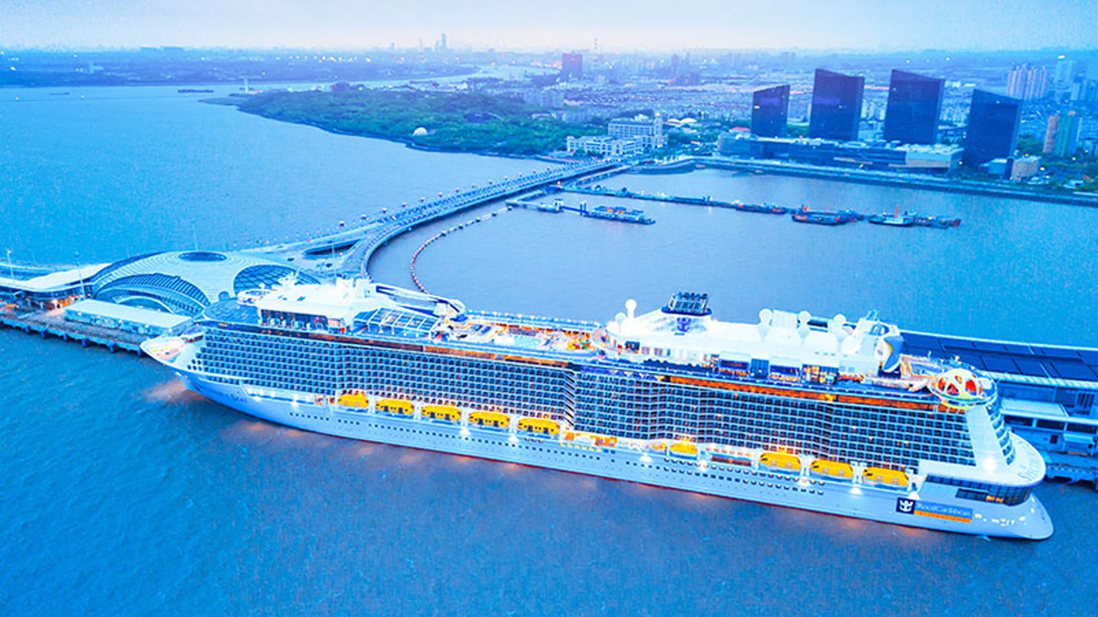 Spectrum of the Seas docked in Shanghai beside the cruise terminal