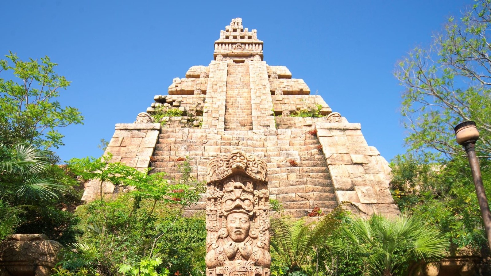Official Oriental Land daylight photo of the Indiana Jones Temple of the Crystal Skull at Tokyo DisneySea