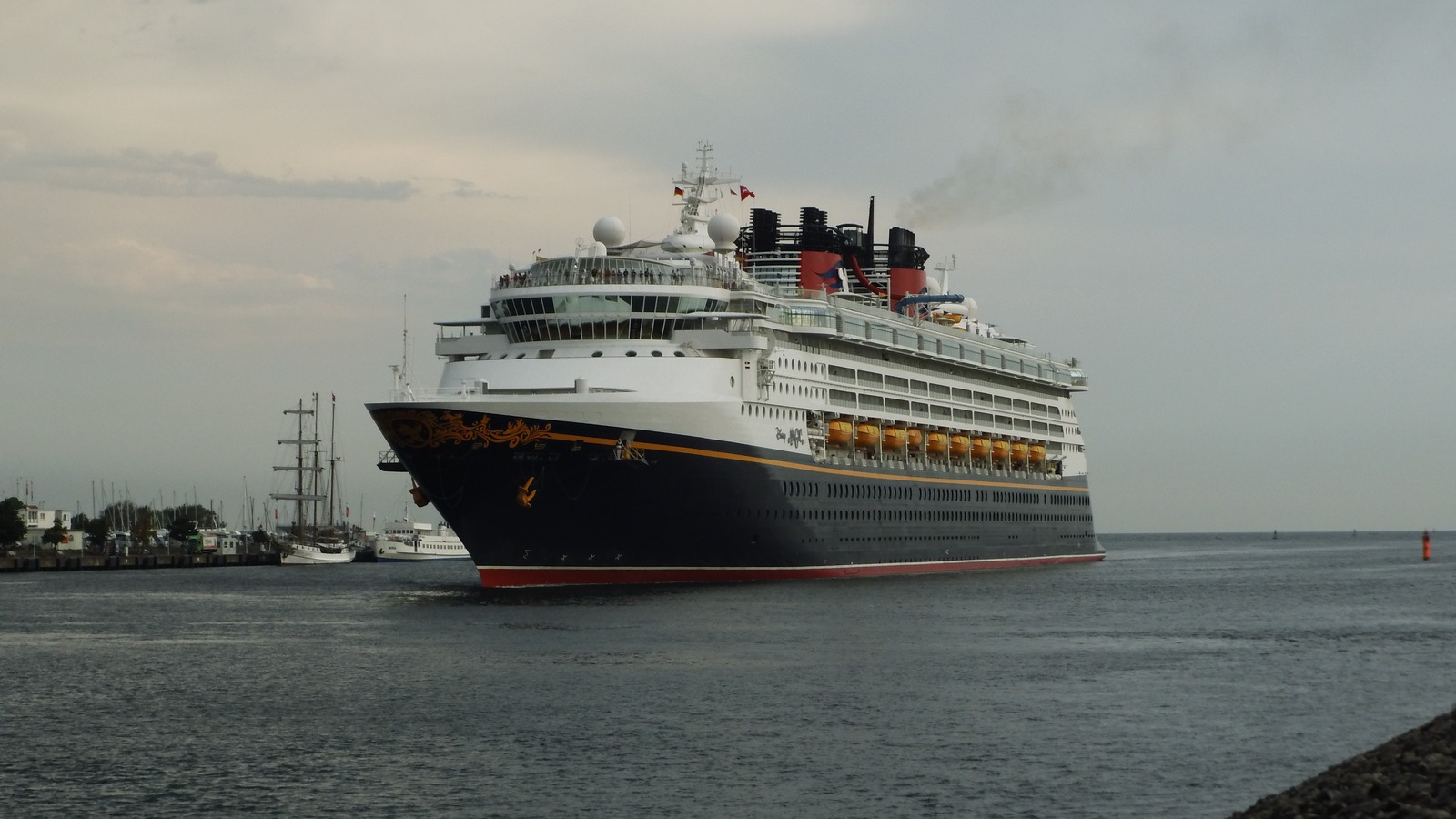 Disney Magic cruise ship underway near port