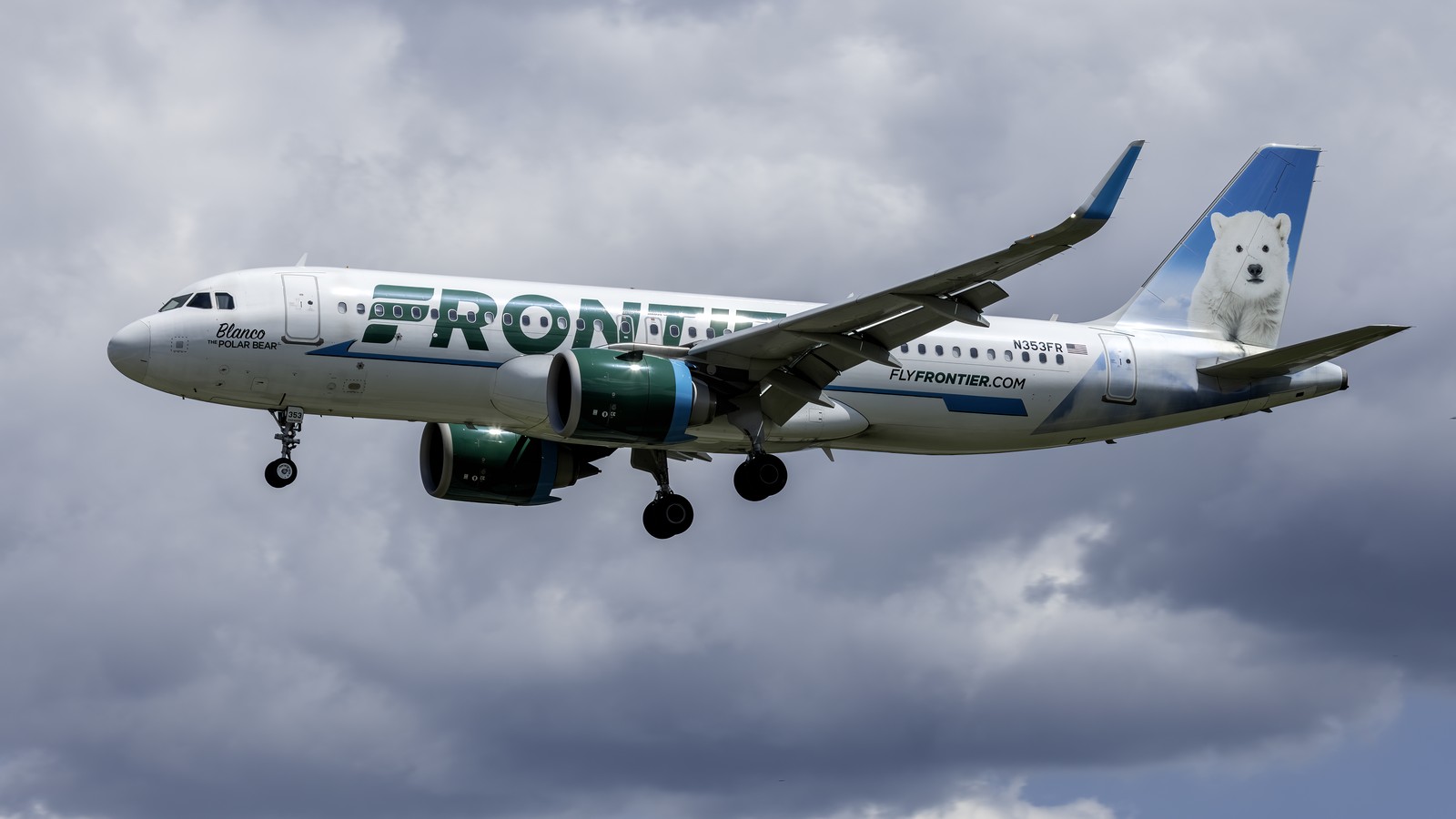 Frontier Airlines Airbus A320neo in green livery on the ground