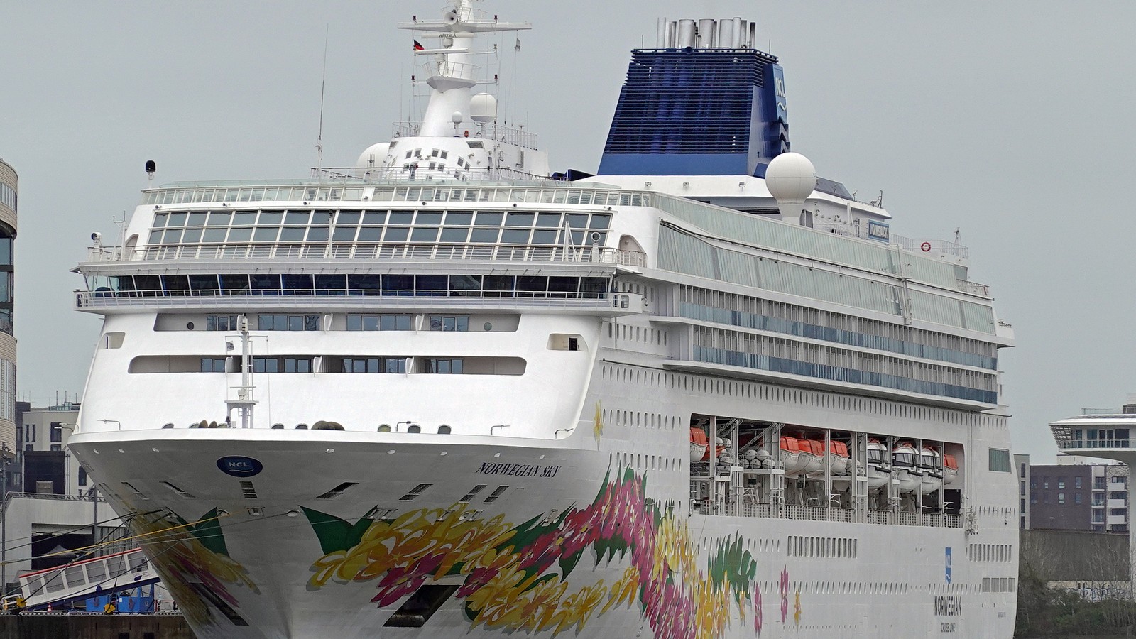 Norwegian Sky cruise ship in Hamburg harbor in 2026