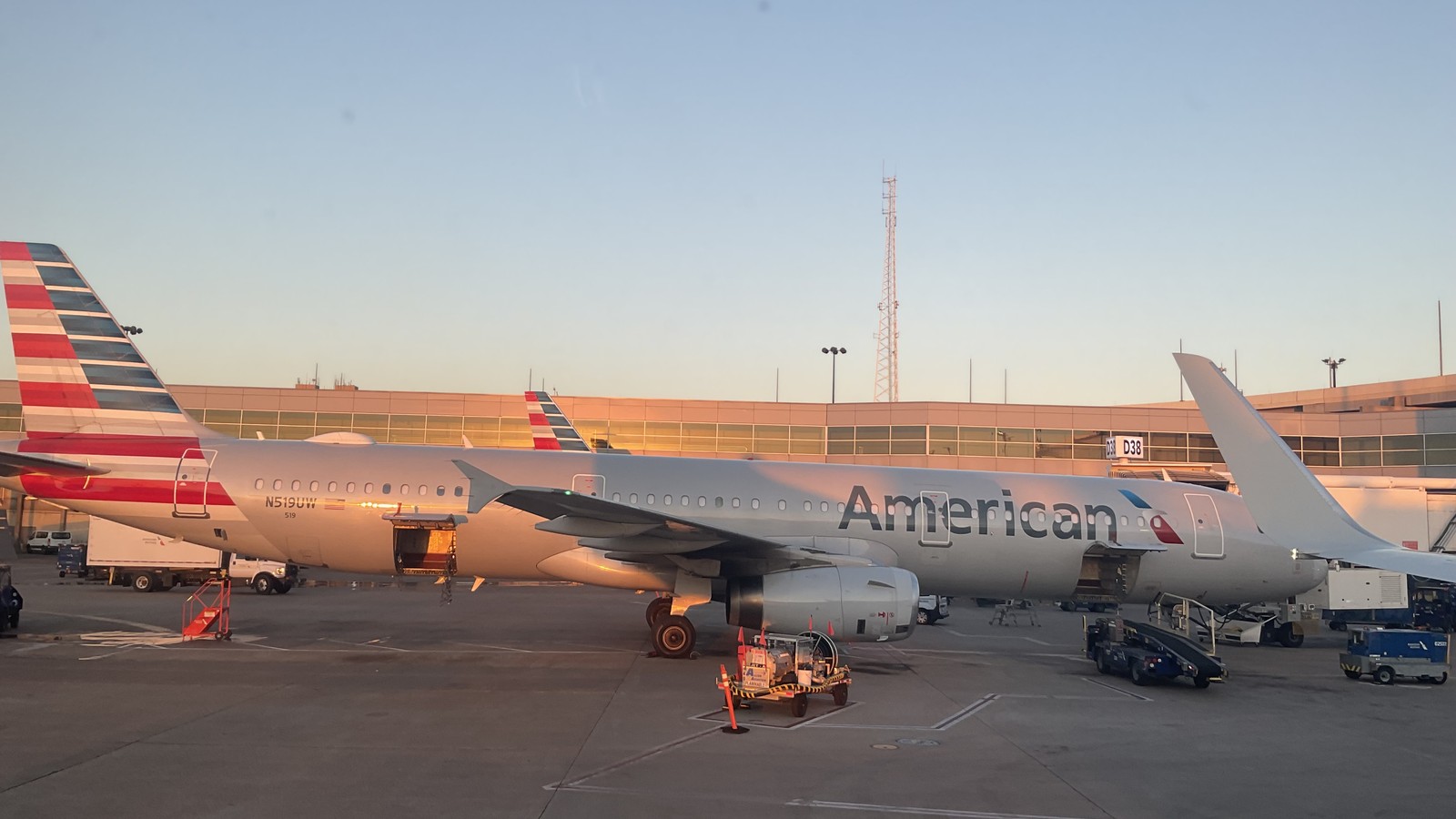 American Airlines Airbus A321 parked at Dallas Fort Worth International Airport