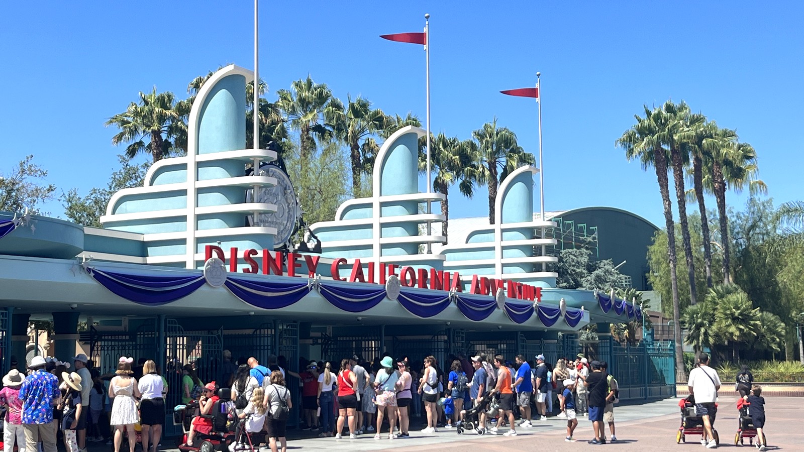 Entrance of Disney California Adventure Park on a clear day