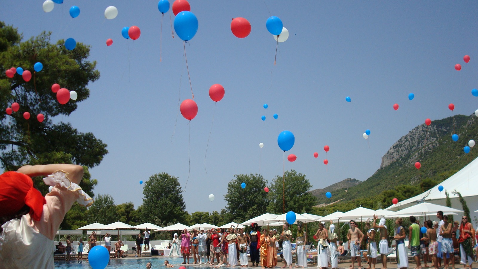 Guests and balloons at a Club Med resort event