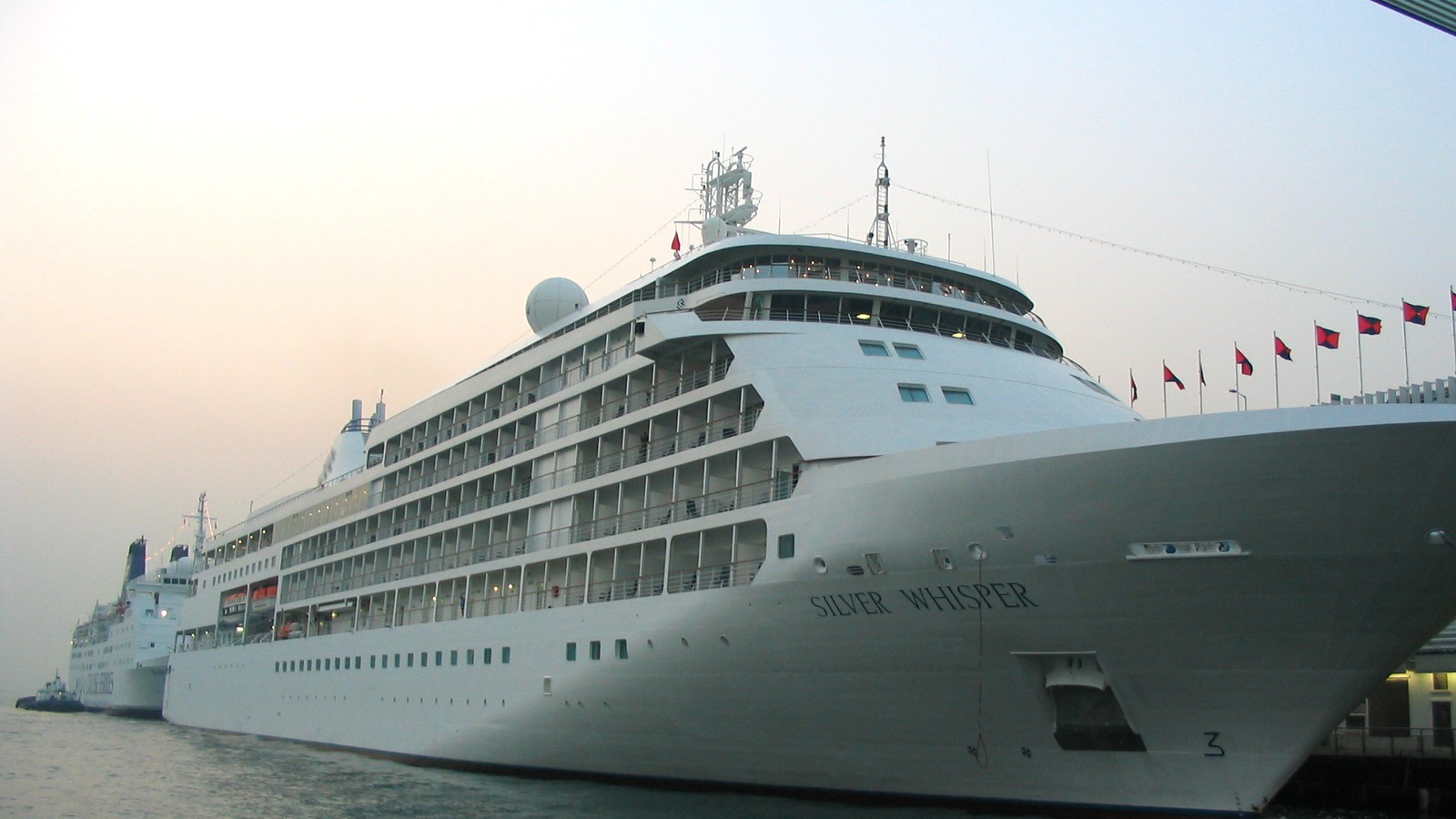 Silversea Silver Whisper docked at Ocean Terminal in Hong Kong