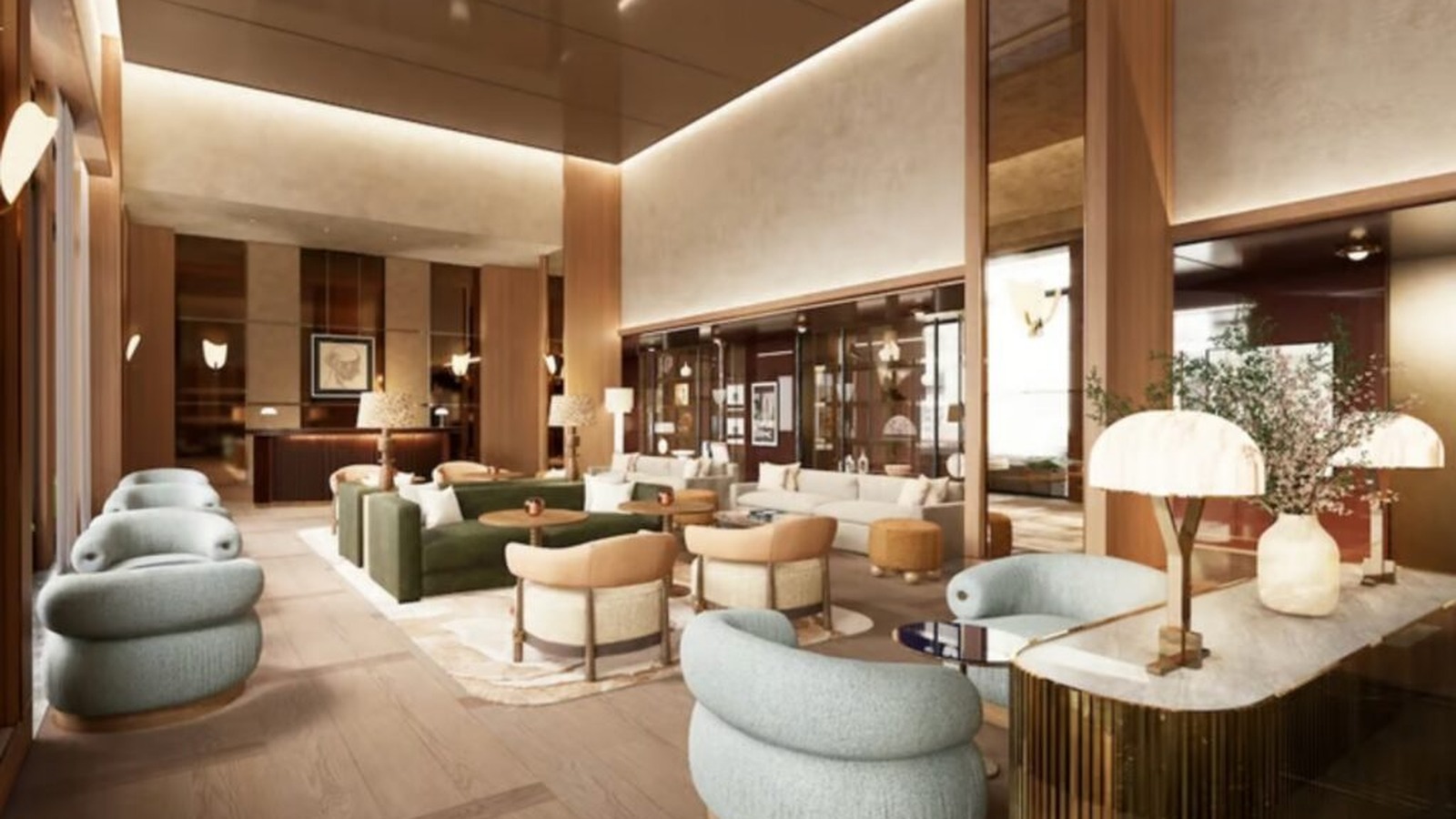 Lobby lounge interior planned for Viceroy Park Avenue in New York City