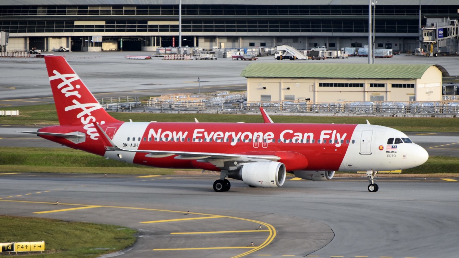 AirAsia Airbus A320 taxiing at Kuala Lumpur International Airport