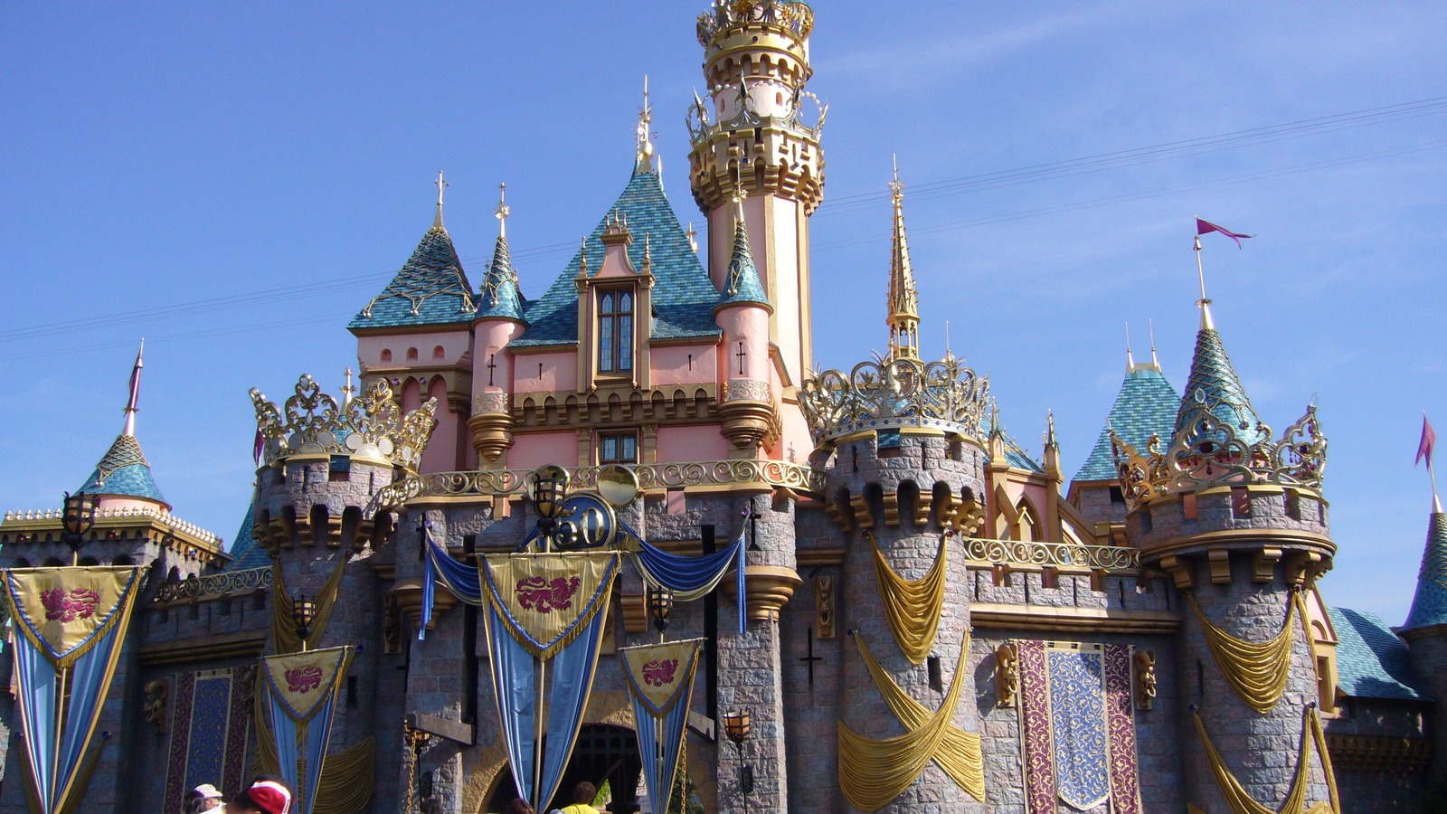 Sleeping Beauty Castle at Disneyland in bright daylight