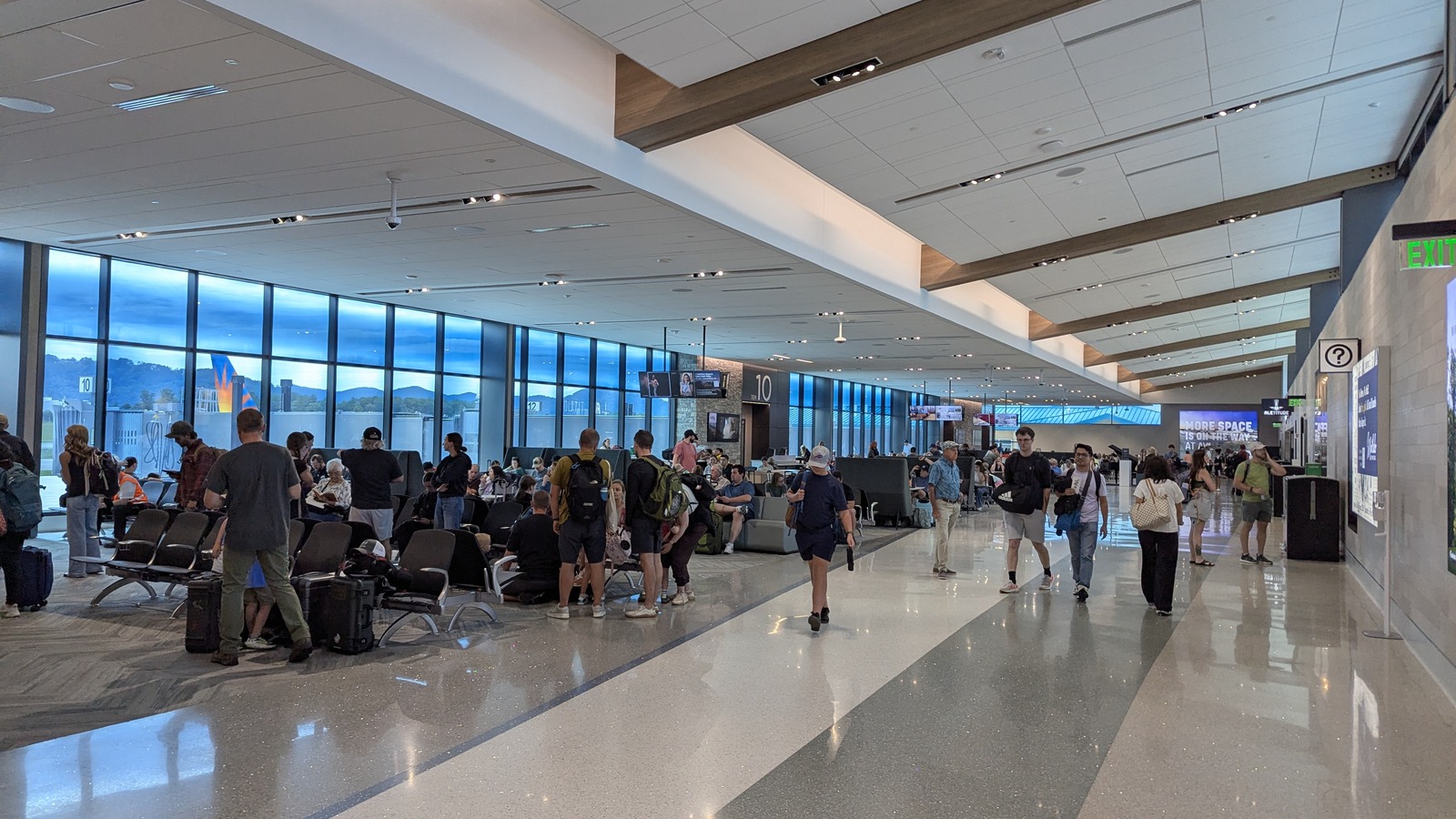 Asheville Regional Airport terminal exterior photographed in June 2026