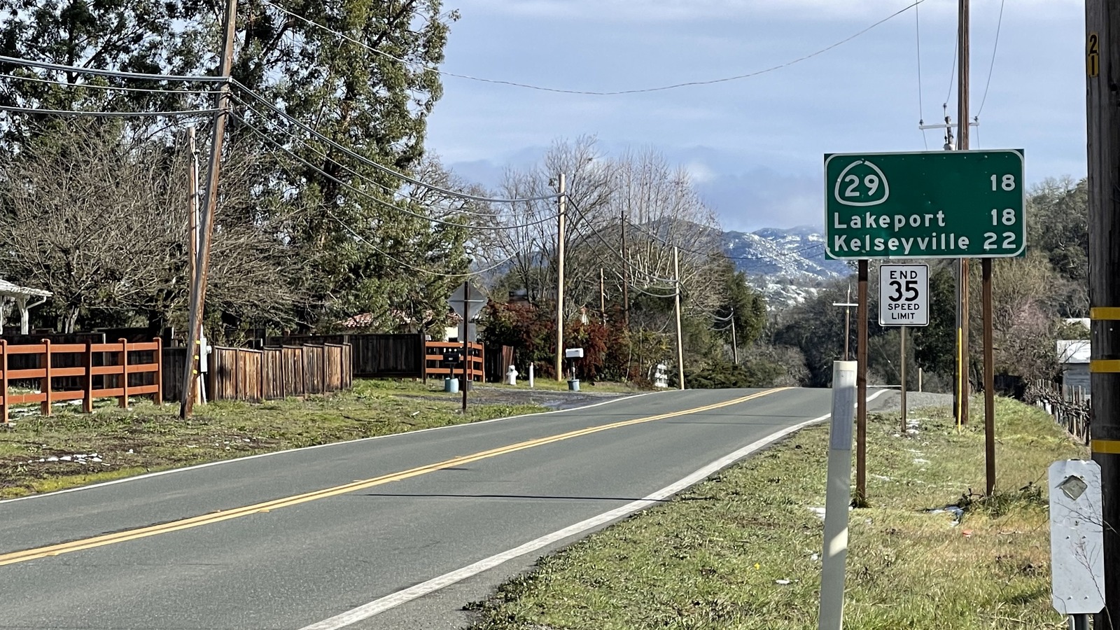 State Route 175 roadway corridor through Hopland, California