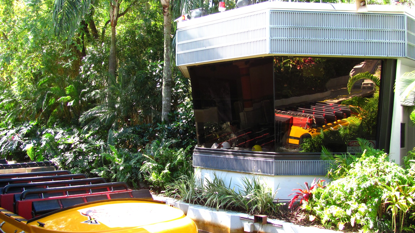 Jurassic Park River Adventure boats on the waterway at Universal Islands of Adventure