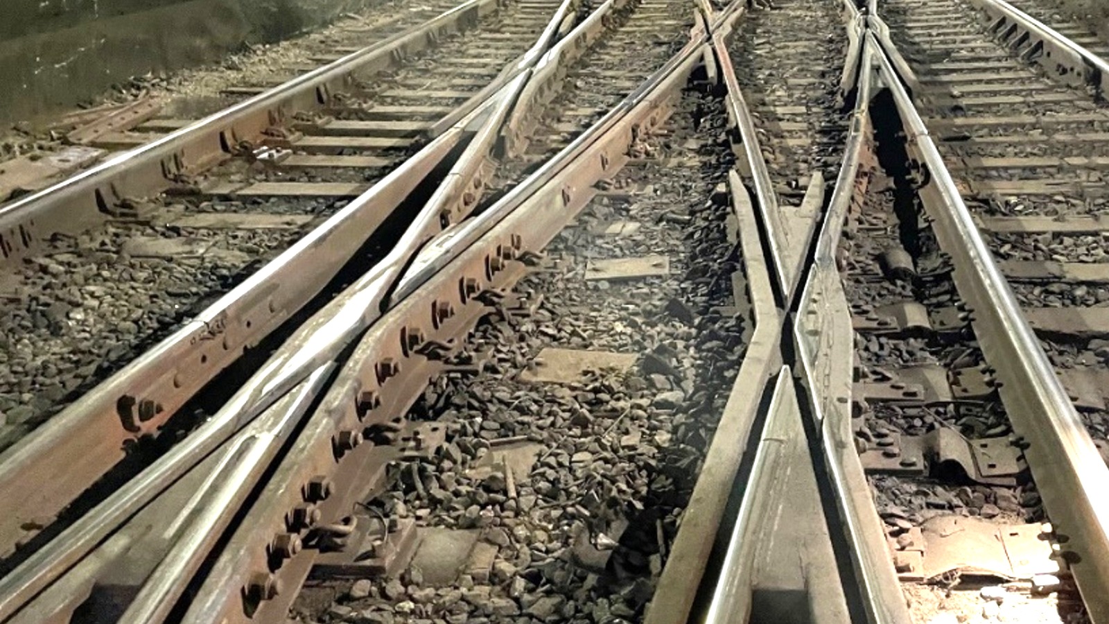 Rail switches and tracks at the Washington construction area
