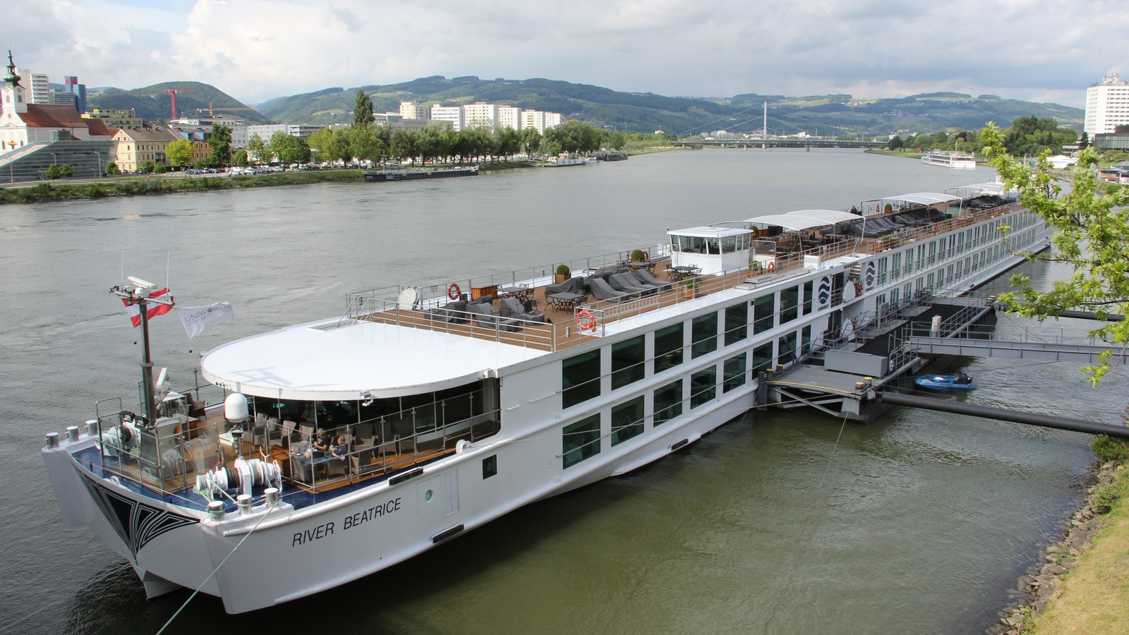 Uniworld River Beatrice river cruise ship on a European river